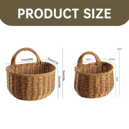 Small Wall-Mounted Kitchen Storage Basket, Hanging Storage Wicker Baskets Wall Mounted Woven Hanging Basket Wicker Small Basket with Handle Wicker Basket with Handle Small Basket Organizer small wall-mounted kitchen storage basket Khaki