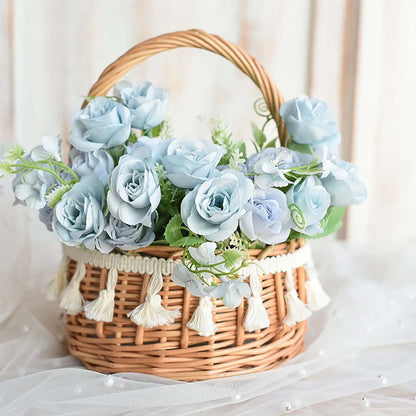 Small Wall-Mounted Kitchen Storage Basket, Hanging Storage Wicker Baskets Wall Mounted Woven Hanging Basket Wicker Small Basket with Handle Wicker Basket with Handle Small Basket Organizer S Wedding basket with tassels