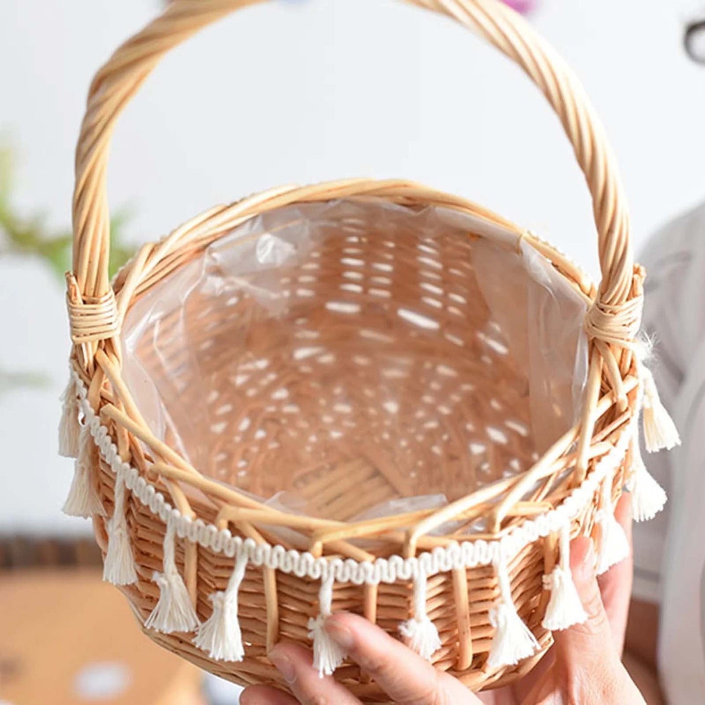 Small Wall-Mounted Kitchen Storage Basket, Hanging Storage Wicker Baskets Wall Mounted Woven Hanging Basket Wicker Small Basket with Handle Wicker Basket with Handle Small Basket Organizer S Wedding basket with tassels