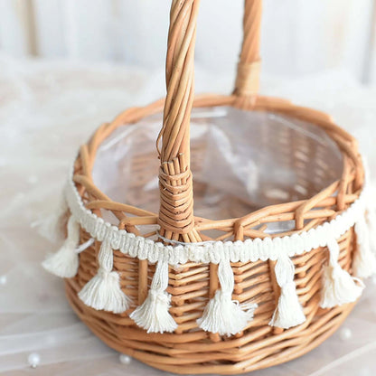Small Wall-Mounted Kitchen Storage Basket, Hanging Storage Wicker Baskets Wall Mounted Woven Hanging Basket Wicker Small Basket with Handle Wicker Basket with Handle Small Basket Organizer S Wedding basket with tassels