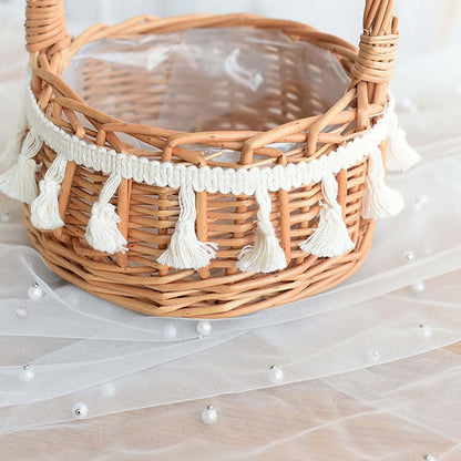 Small Wall-Mounted Kitchen Storage Basket, Hanging Storage Wicker Baskets Wall Mounted Woven Hanging Basket Wicker Small Basket with Handle Wicker Basket with Handle Small Basket Organizer S Wedding basket with tassels