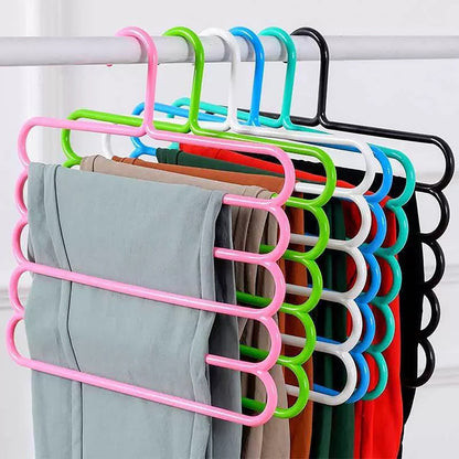 LGCASL, Pants Hanger5 Tier Hanger Non Slip Clothes Hanger for Closet Organizer Space Saving Hangers for Pants Jeans Scarf Trouser Tie Towel Clothes, Multifunctional Trouser Rack Multifunctional trouser rack White
