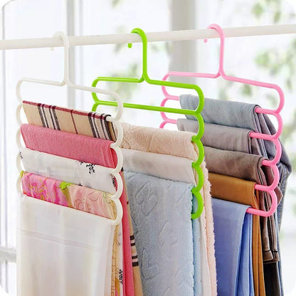 LGCASL, Pants Hanger5 Tier Hanger Non Slip Clothes Hanger for Closet Organizer Space Saving Hangers for Pants Jeans Scarf Trouser Tie Towel Clothes, Multifunctional Trouser Rack Multifunctional trouser rack White