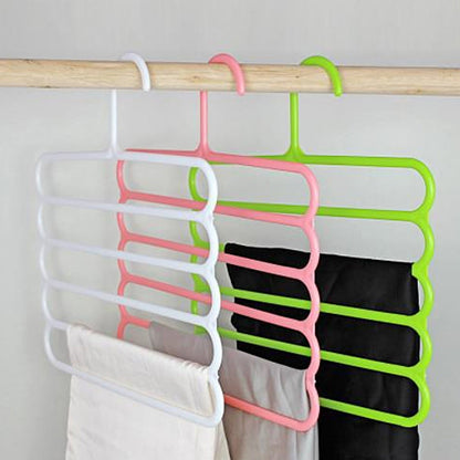LGCASL, Pants Hanger5 Tier Hanger Non Slip Clothes Hanger for Closet Organizer Space Saving Hangers for Pants Jeans Scarf Trouser Tie Towel Clothes, Multifunctional Trouser Rack Multifunctional trouser rack White