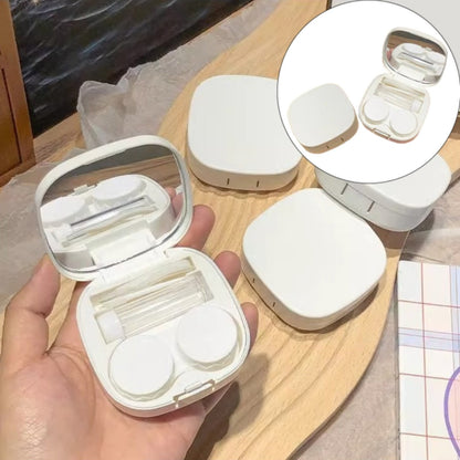 LGCASL, Case with Handmade Cute Contact Case with Tweezers Remover Tool Solution Bottle for Travel Outdoor Home Dormitory and Daily Use, Contact Lens Storage Box Yellow contact lens storage box White