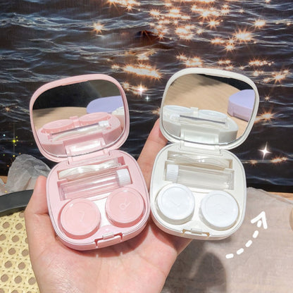 LGCASL, Case with Handmade Cute Contact Case with Tweezers Remover Tool Solution Bottle for Travel Outdoor Home Dormitory and Daily Use, Contact Lens Storage Box Yellow contact lens storage box White