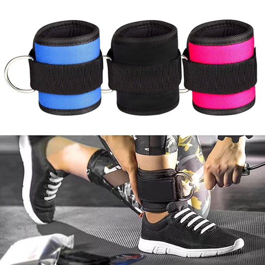 Weight Lifting Ankle D-Ring Strap Pulley Cable Kickbacks Attachment Gym Leg Black/Blue/Rose Red