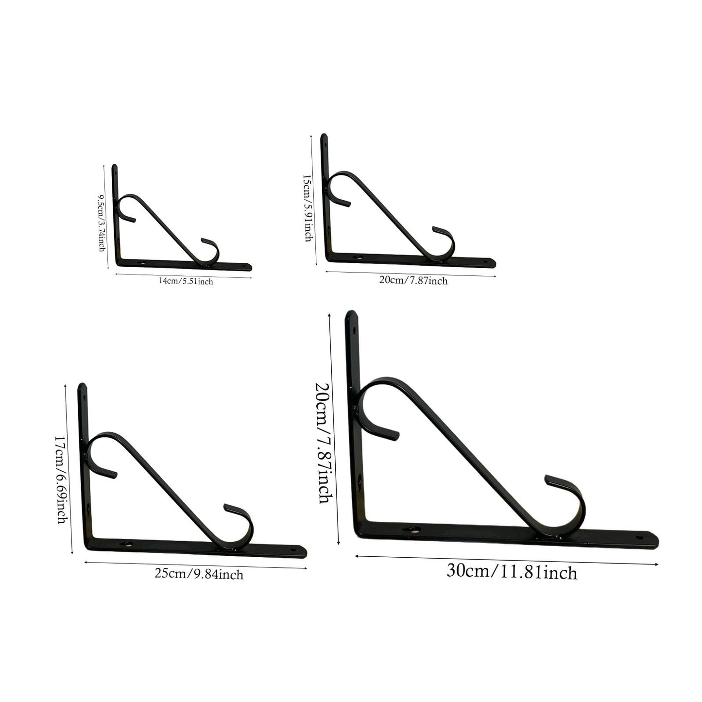 LGCASL Clearance! Wall Support Bracket Wall Support Bracket Shelf Brackets 1 Sets Bracket Grid Wall Shelf Floating Shelf Brackets Shelf Support Brackets Folding Brackets- Black, S L Black