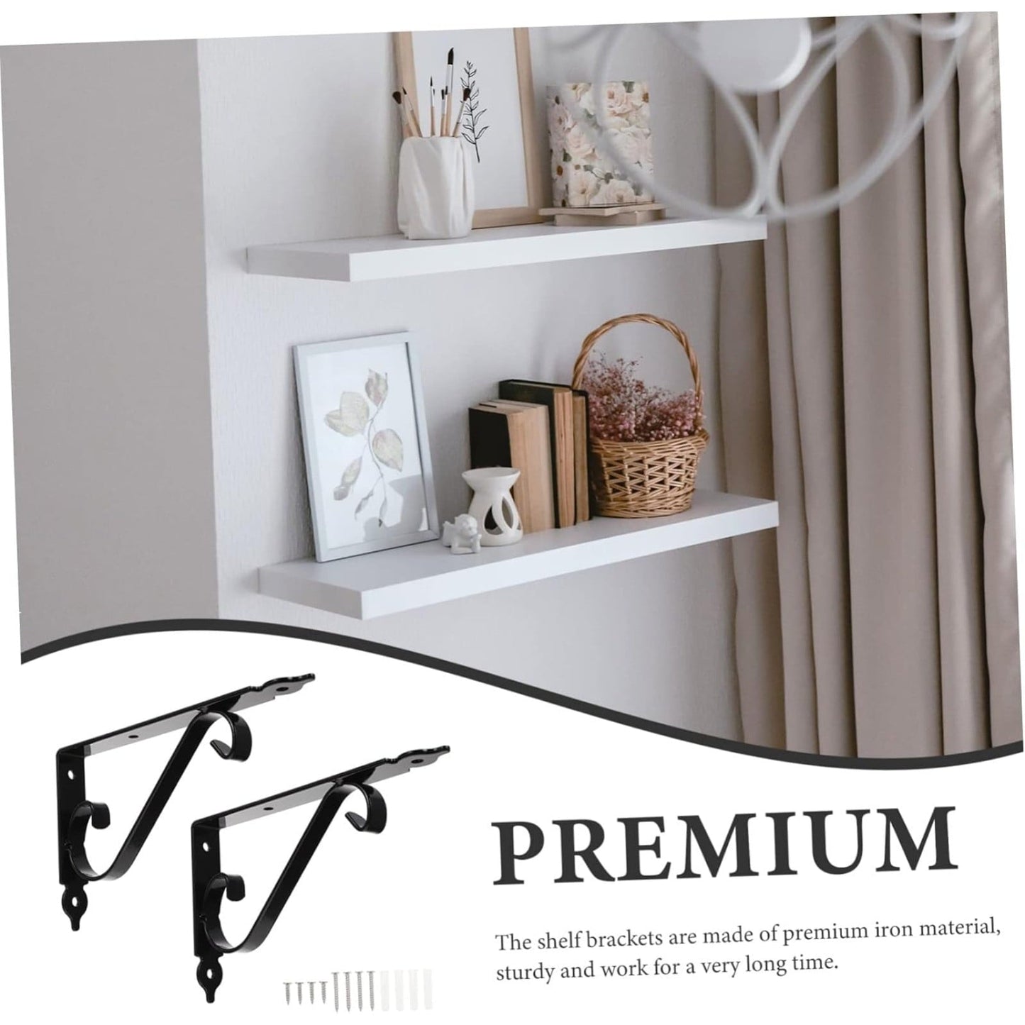 LGCASL Clearance! Wall Support Bracket Wall Support Bracket Shelf Brackets 1 Sets Bracket Grid Wall Shelf Floating Shelf Brackets Shelf Support Brackets Folding Brackets- Black, S L Black