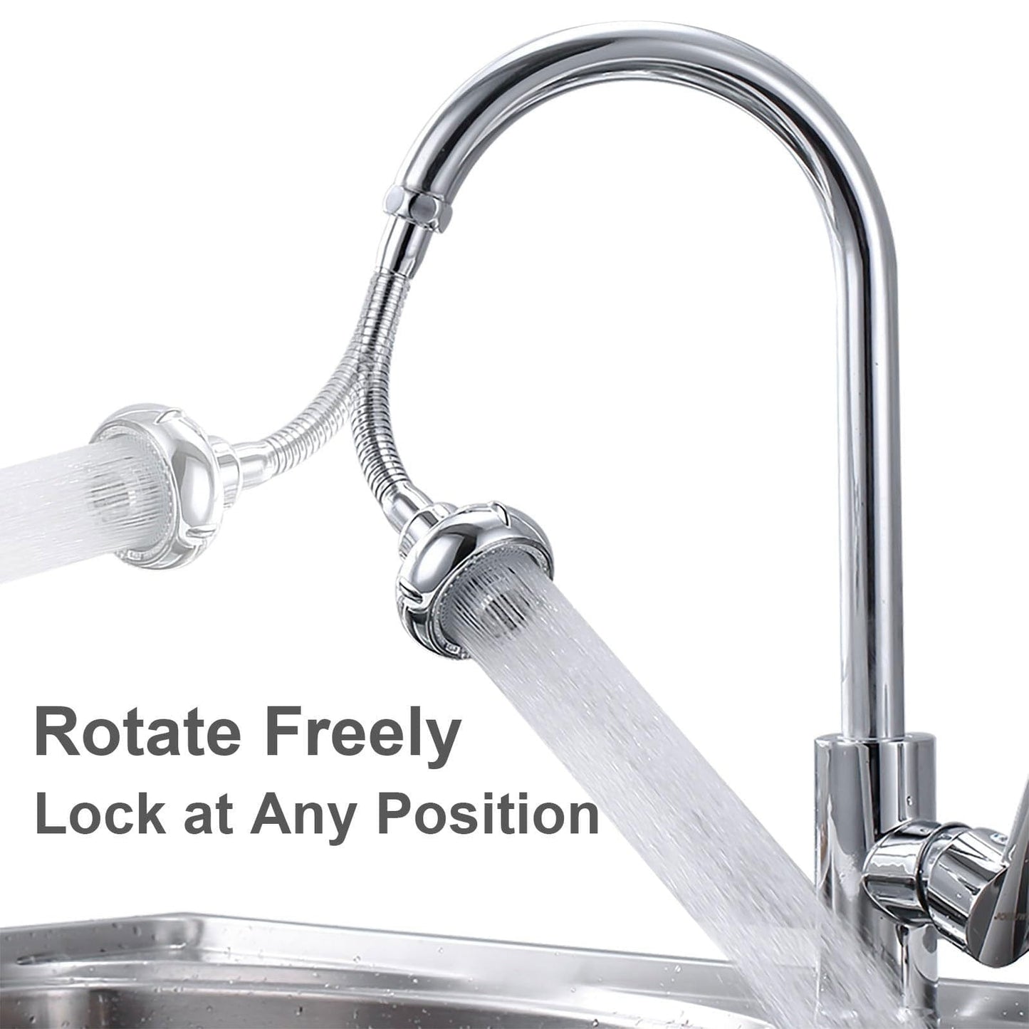 LGCASL Shaped 360° Swivel Kitchen Faucet Extender Anti Function Kitchen Faucet Sprayer Attachment Large Diameter Shower Head Water Saving 8 Inch 20 6 6cm Silver