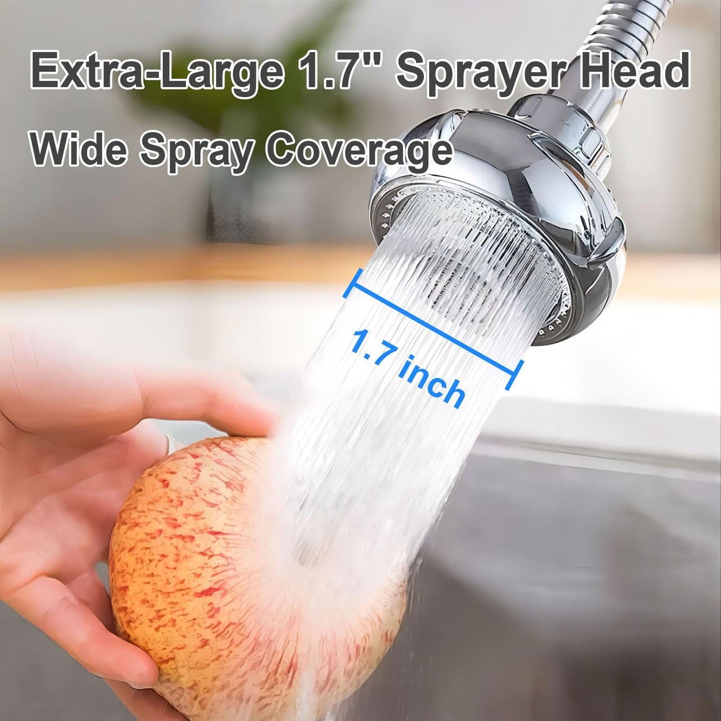 LGCASL Shaped 360° Swivel Kitchen Faucet Extender Anti Function Kitchen Faucet Sprayer Attachment Large Diameter Shower Head Water Saving 8 Inch 20 6 6cm Silver