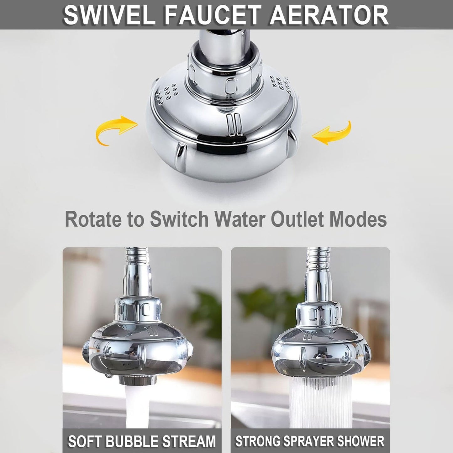 LGCASL Shaped 360° Swivel Kitchen Faucet Extender Anti Function Kitchen Faucet Sprayer Attachment Large Diameter Shower Head Water Saving 8 Inch 20 6 6cm Silver