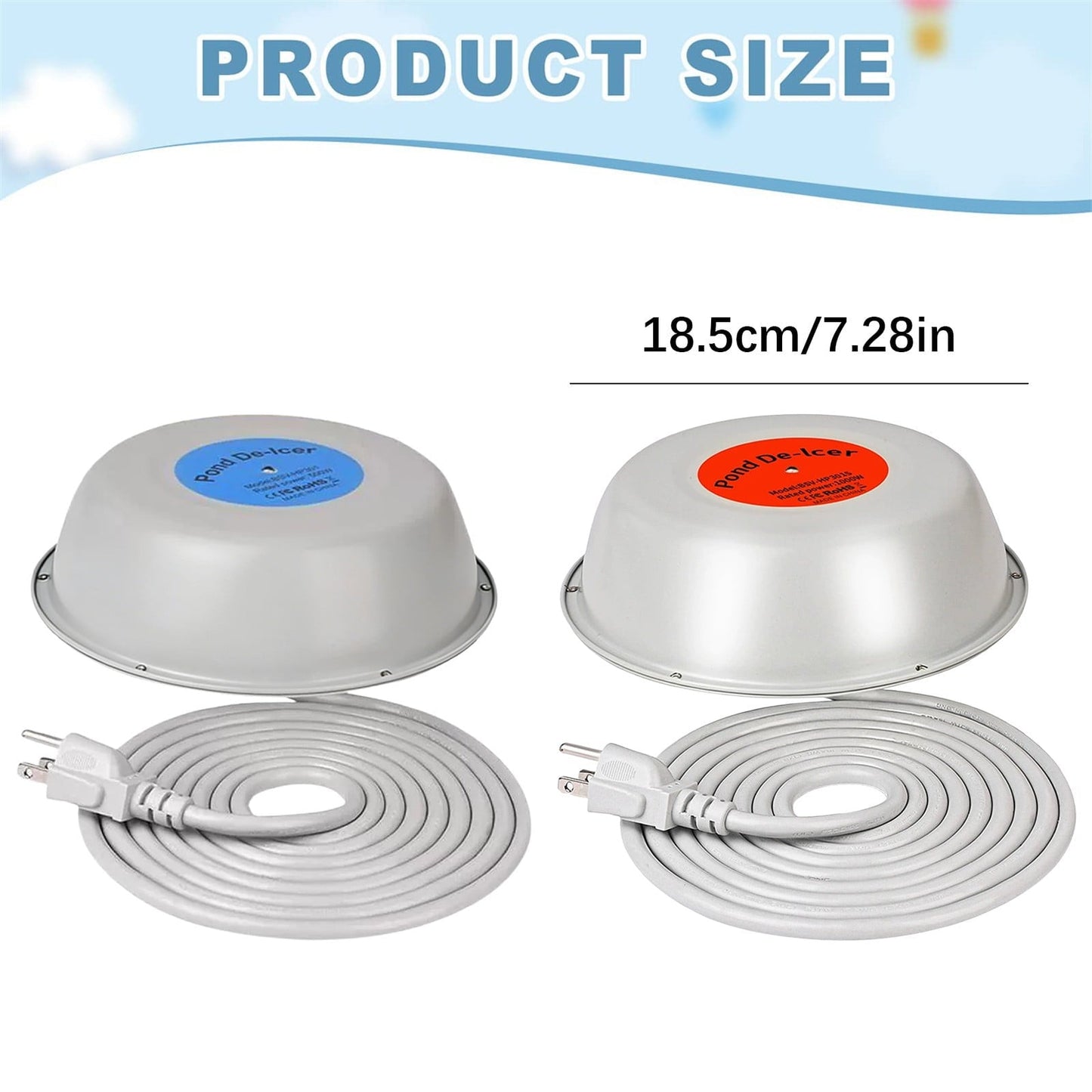 LGCASL Clearance! 1000W Floating Pond Heater Thermostatic Outdoor Fish Pond De Icer with Auto Heating & Shut Off Function Aluminum Tank Water Heater Deicer with 10Ft Power Cor- A One Size B