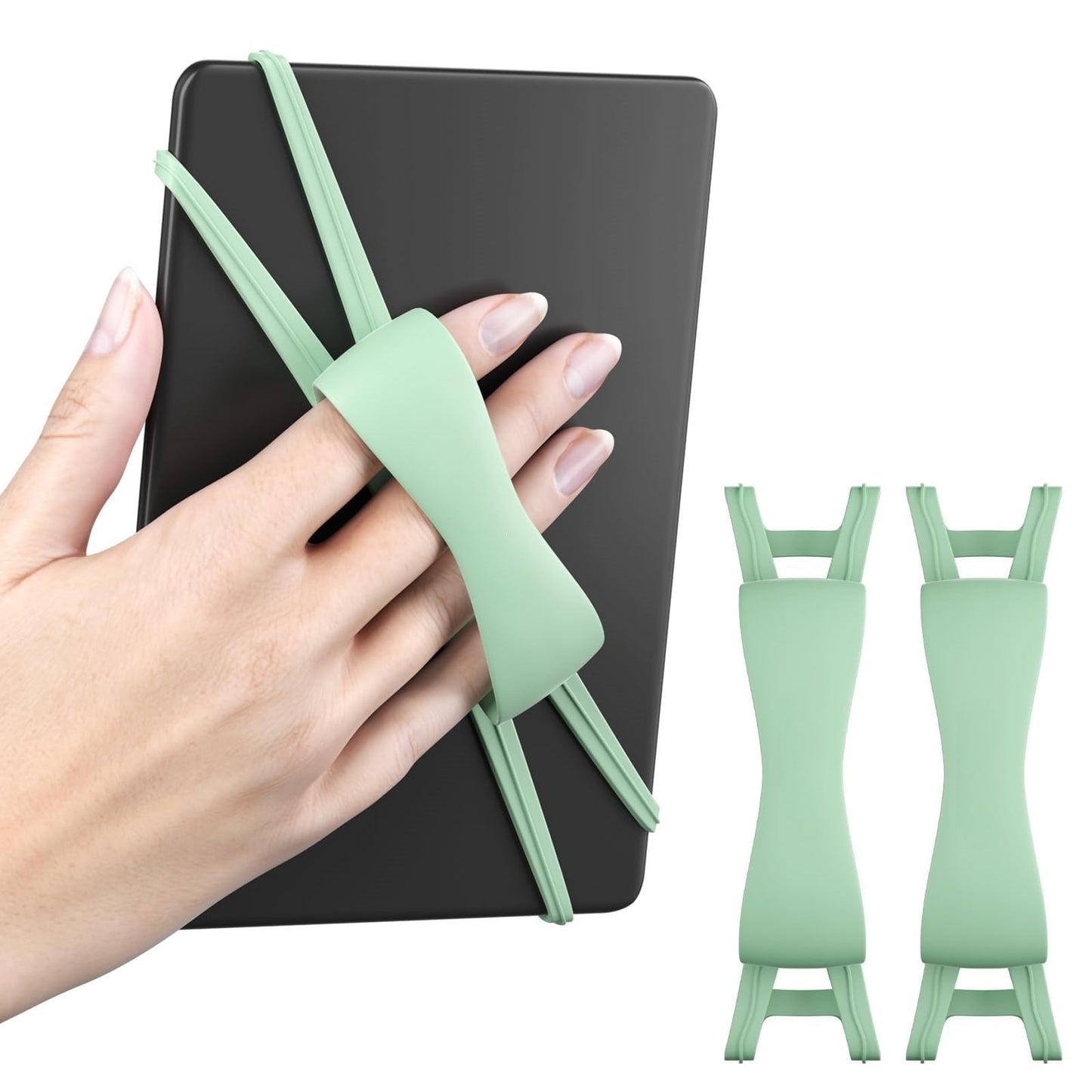 LGCASL Blue Flat Plate Fixing Wrist Strap D Light Green Elastic Tablet Strap for Fingers Comfortable Adjustable for Reading and Watching Videos 6 Color Options 18.5 cm E