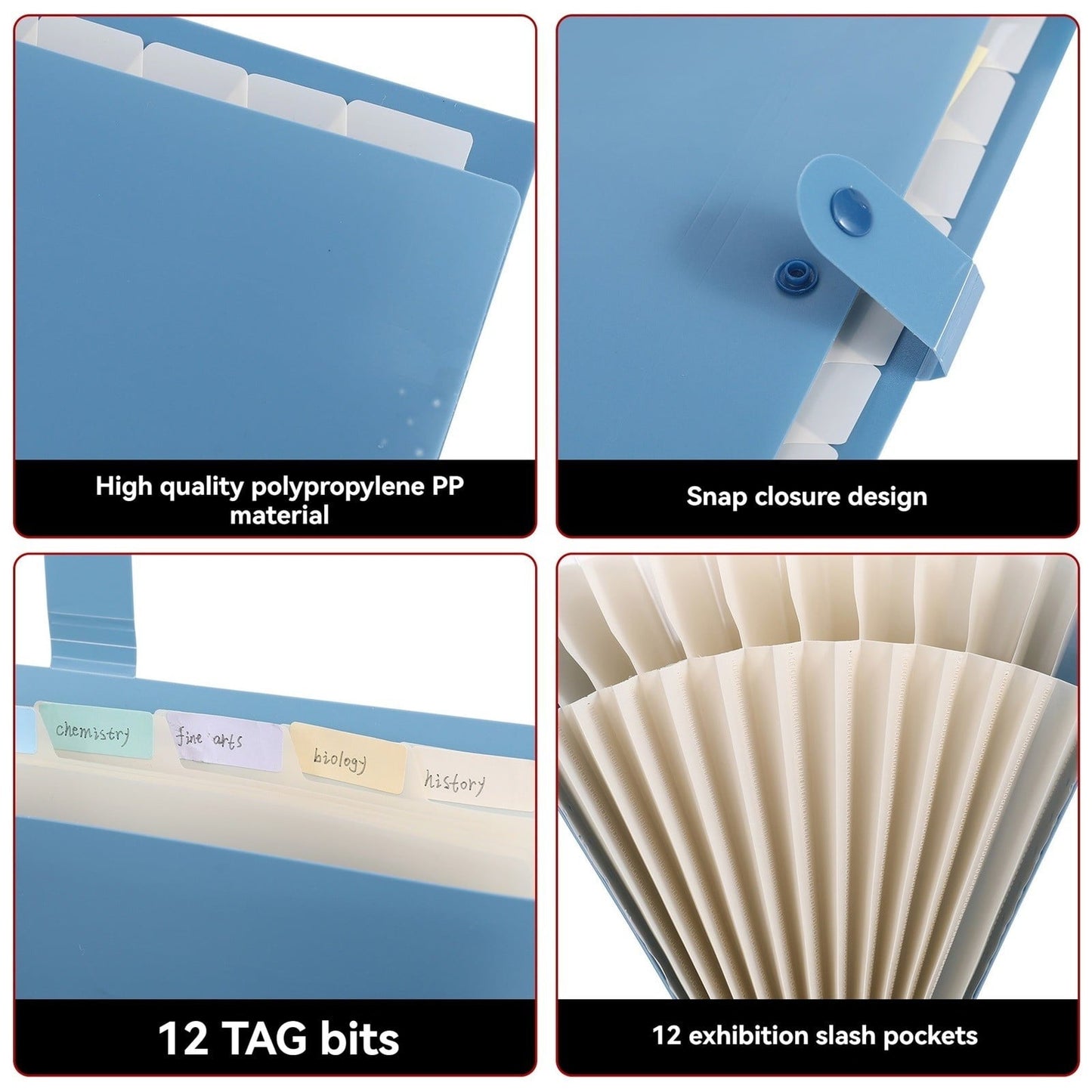 LGCASL Expanding File Organizer with 8/12 Pockets Accordion File Folders with Labels Portable Document Paper Bill Receipt Organizer Home College Schǒ-ǒl Letter Size eight B