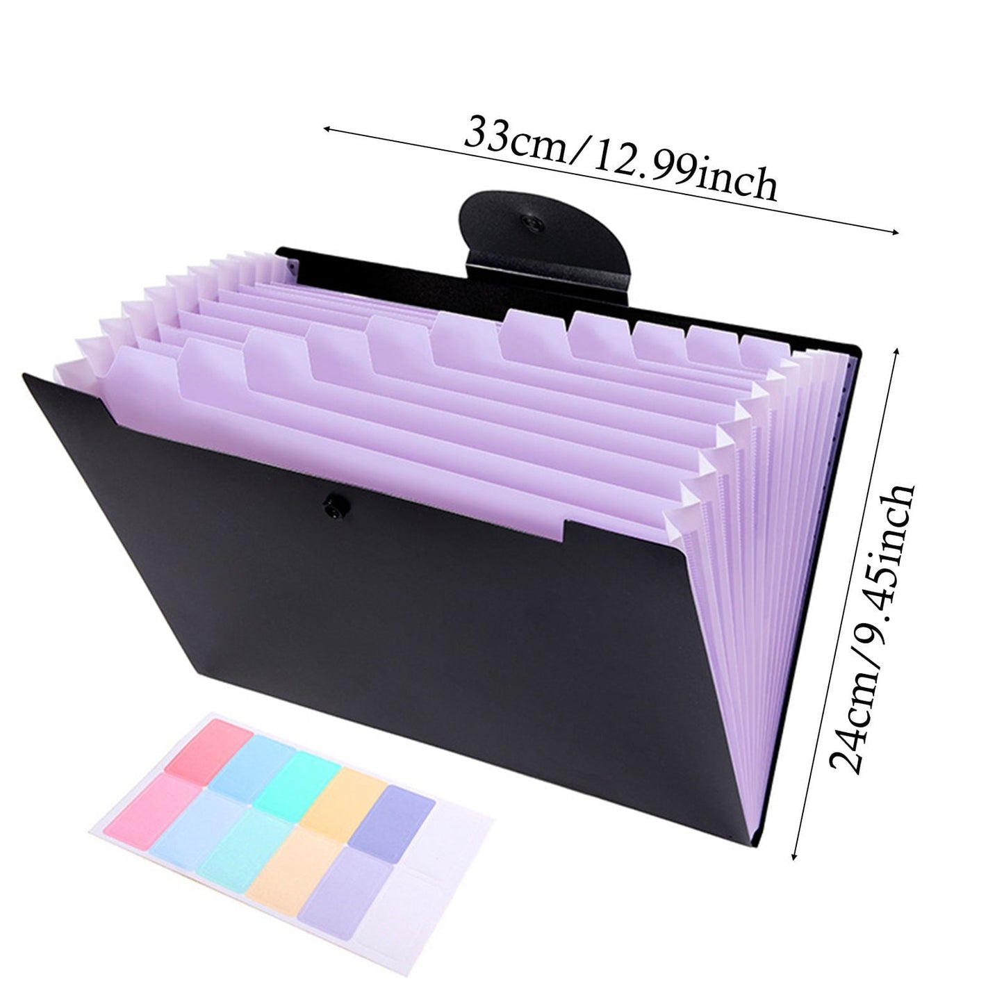 LGCASL Accordion File Organizer Expanding File Folder with 12 Pockets Portable Receipt Paper Bill Document Organizer Letter/ Size Filing Folder Schǒ-ǒl Black C