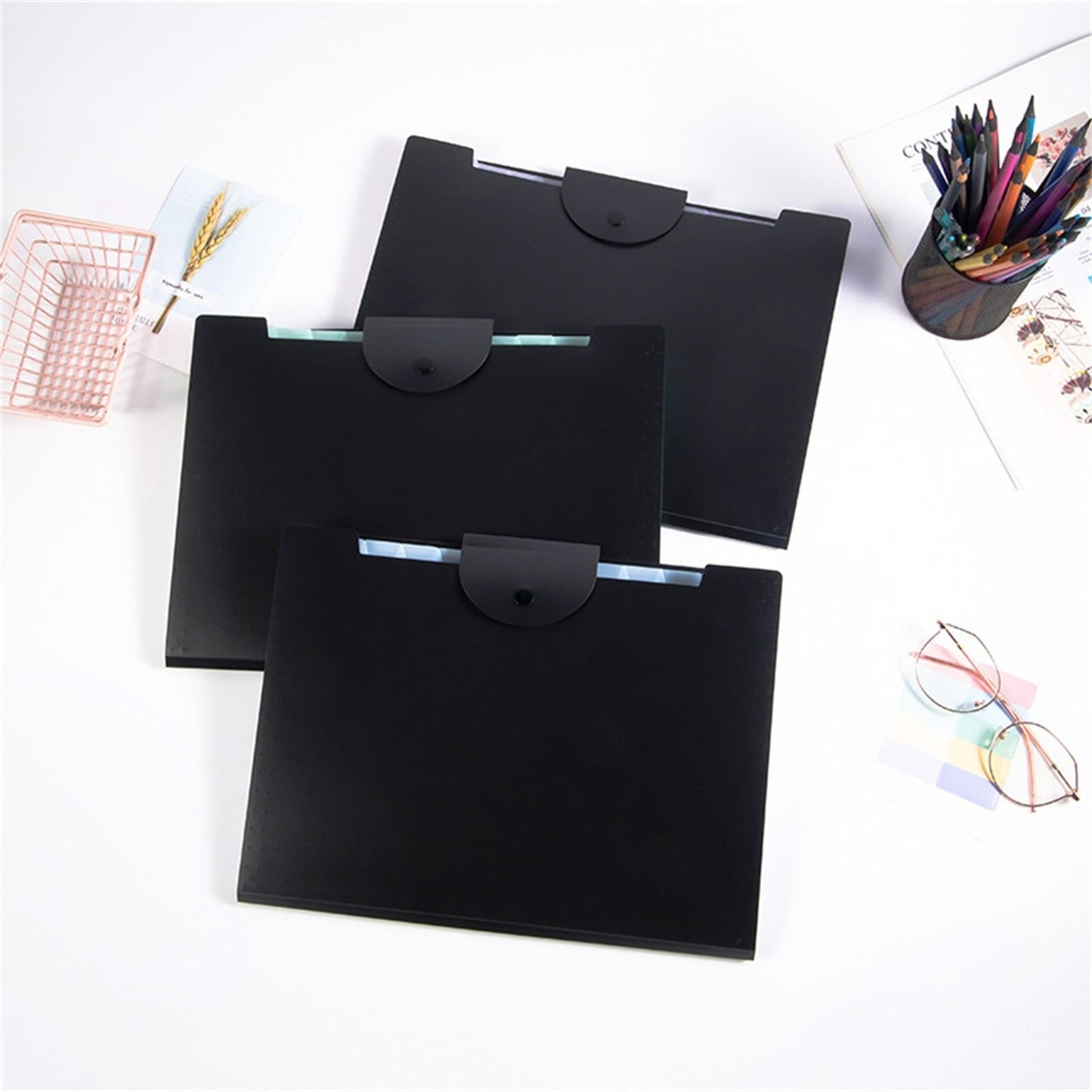 LGCASL Accordion File Organizer Expanding File Folder with 12 Pockets Portable Receipt Paper Bill Document Organizer Letter/ Size Filing Folder Schǒ-ǒl Black C