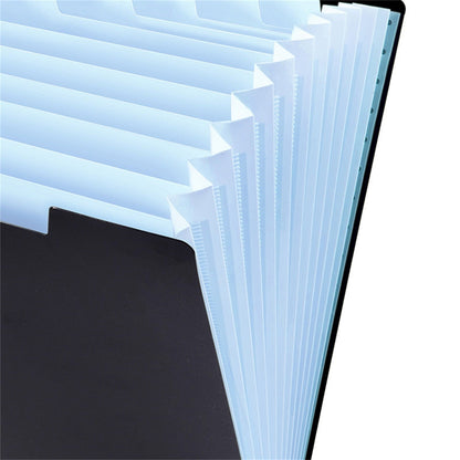 LGCASL Accordion File Organizer Expanding File Folder with 12 Pockets Portable Receipt Paper Bill Document Organizer Letter/ Size Filing Folder Schǒ-ǒl Black C