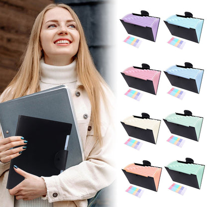 LGCASL Accordion File Organizer Expanding File Folder with 12 Pockets Portable Receipt Paper Bill Document Organizer Letter/ Size Filing Folder Schǒ-ǒl Black E