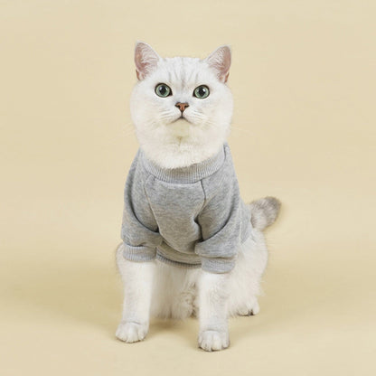 LGCASL Pet Hoodie, Dog Winter Sweater Cat Warm Clothes Pet Sweater Round Neck Solid Color Thickening Cat Dog Knitwear Sweater for Cats Or Dogs in Cold Season (Light Blue, S) S Grey