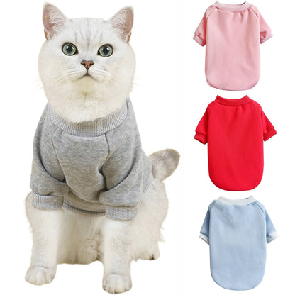 LGCASL Pet Hoodie, Dog Winter Sweater Cat Warm Clothes Pet Sweater Round Neck Solid Color Thickening Cat Dog Knitwear Sweater for Cats Or Dogs in Cold Season (Light Blue, S) S Grey