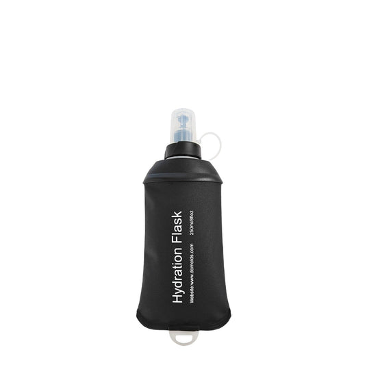 150ml Soft Flask,Light Tpu Foldable Soft Water Bottle Leak Proof Hydration Flask,Soft Water Bottle Running for Running Hiking Cycling Camping Portable Travel Sports Water Bag Easy to Carry M(250ml) Black