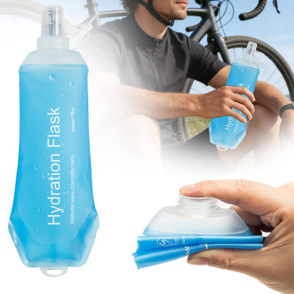 150ml Soft Flask,Light Tpu Foldable Soft Water Bottle Leak Proof Hydration Flask,Soft Water Bottle Running for Running Hiking Cycling Camping Portable Travel Sports Water Bag Easy to Carry L(500ml) Light Blue