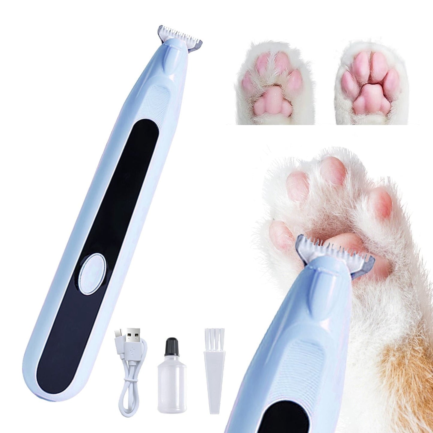 LGCASL Pet Grooming Kit, Small to Medium-Sized Pet Grooming Tools Dog Trimmer Pet Precision Trimmer for Cordless Dog Clipper Trimmer for Dogs Usb Rechargeable Noise Dog Grooming for Ears, White Blue