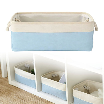 LGCASL Fabric Storage Box, Fabric Storage Box, Storage Basket with Handles and for Clothes Shelves Closet Wardrobe Home Wear and Reinforced, Light Gray S(12.2×5.1×8.2Inch) M(14.1×6.2×10.2inch) Light Blue