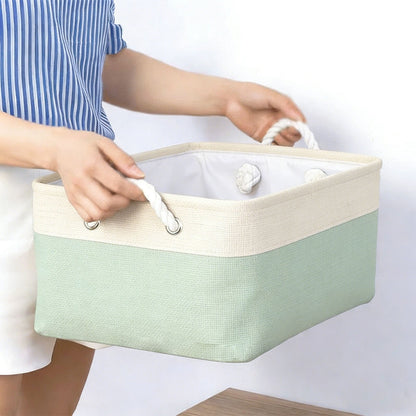 LGCASL Fabric Storage Box, Fabric Storage Box, Storage Basket with Handles and for Clothes Shelves Closet Wardrobe Home Wear and Reinforced, Light Gray S(12.2×5.1×8.2Inch) M(14.1×6.2×10.2inch) Light Blue