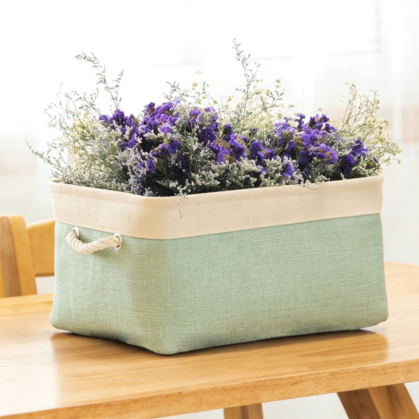 LGCASL Fabric Storage Box, Fabric Storage Box, Storage Basket with Handles and for Clothes Shelves Closet Wardrobe Home Wear and Reinforced, Light Gray S(12.2×5.1×8.2Inch) M(14.1×6.2×10.2inch) Light Blue