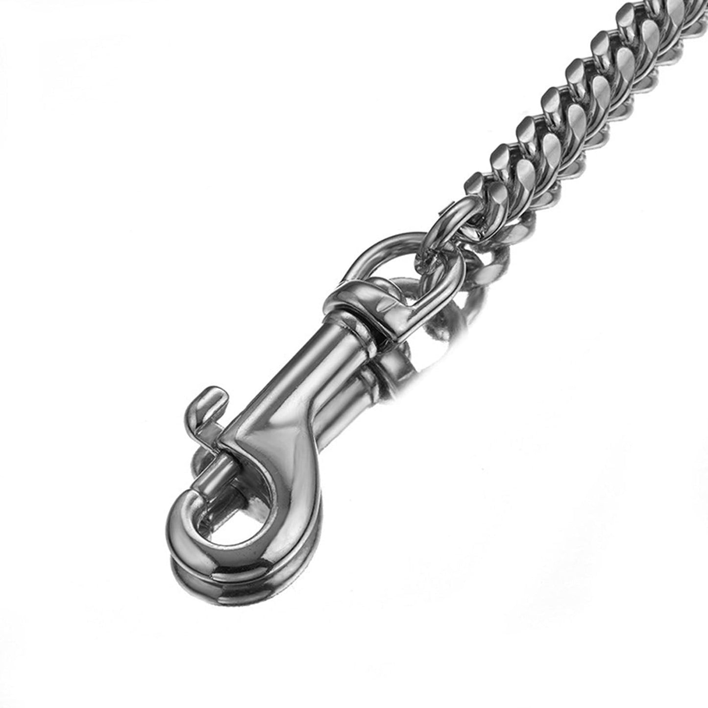 LGCASL Traction Leash Leather Strong Metal Stainless Pet Chain for Dog Black