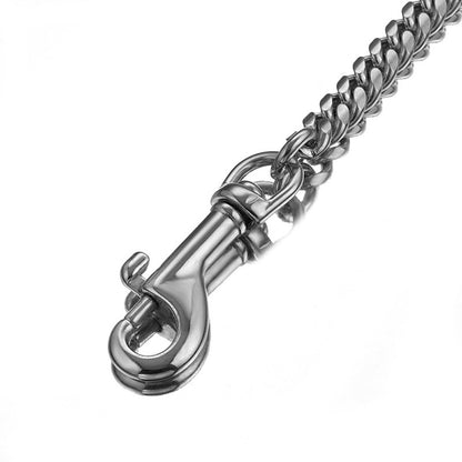 LGCASL Traction Leash Leather Strong Metal Stainless Pet Chain for Dog Black