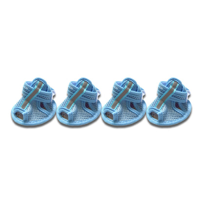 LGCASL 4Pcs Anti-Slip Spring Summer Pet Paw Breathable Mesh Soft Bottom Dog Shoes, Dog Shoes with Mesh, Comfortable, Breathable, Soft Sole, and Non-Slip for Indoor Use (Pink, M) S Blue