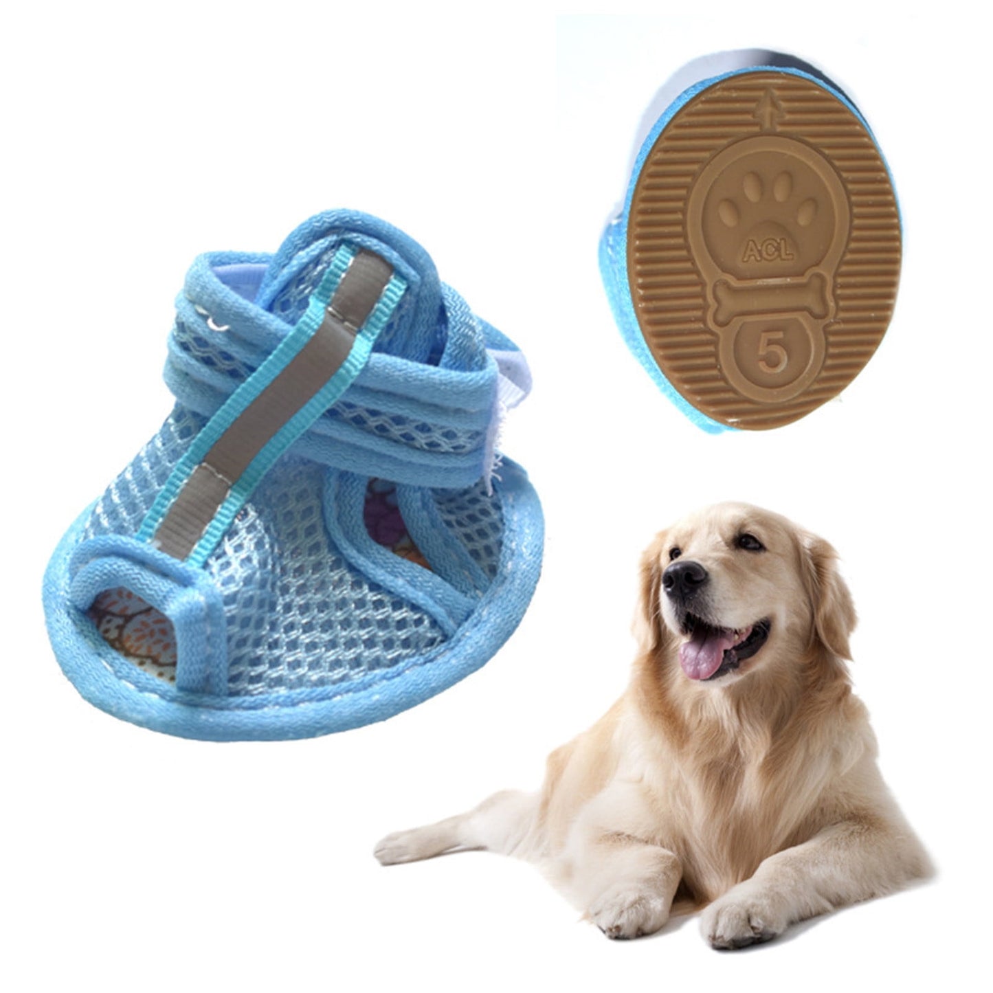 LGCASL 4Pcs Anti-Slip Spring Summer Pet Paw Breathable Mesh Soft Bottom Dog Shoes, Dog Shoes with Mesh, Comfortable, Breathable, Soft Sole, and Non-Slip for Indoor Use (Pink, M) S Blue