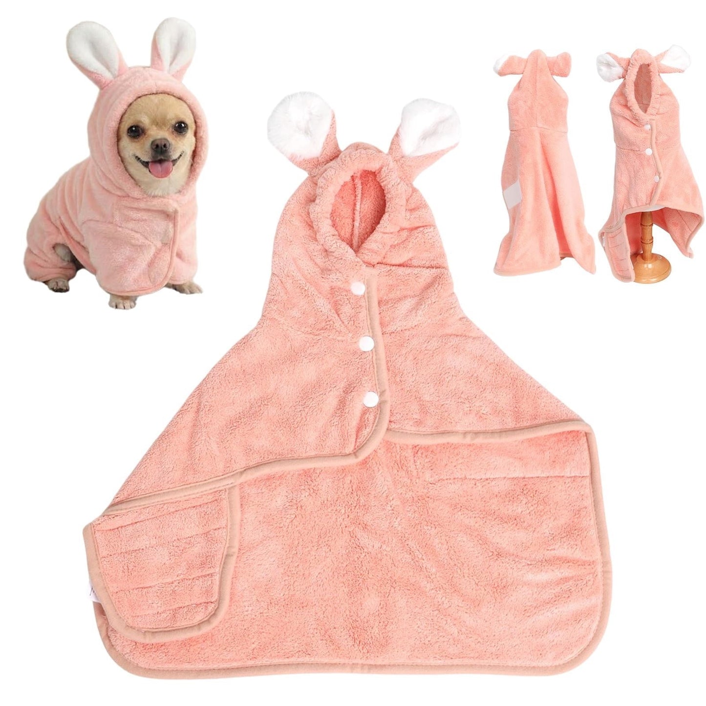 LGCASL 2026 New Puppy Bathrobe with Hood, Dog Bathrobe Absorbent Towel for Small Dogs Fast Drying Dog Robe Coat with Hood Puppy Towel Wrap Pet Grooming After Shower (Blue, Xs) XL Pink