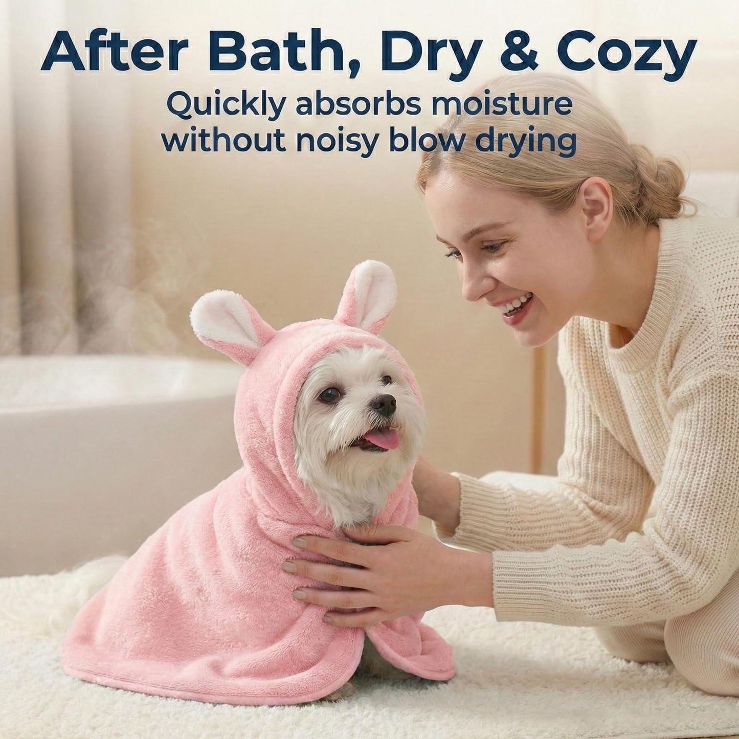 LGCASL 2026 New Puppy Bathrobe with Hood, Dog Bathrobe Absorbent Towel for Small Dogs Fast Drying Dog Robe Coat with Hood Puppy Towel Wrap Pet Grooming After Shower (Blue, Xs) XL Pink