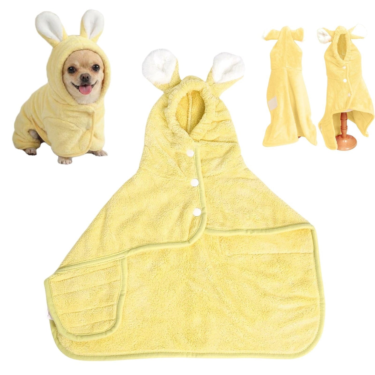 LGCASL 2026 New Puppy Bathrobe with Hood, Dog Bathrobe Absorbent Towel for Small Dogs Fast Drying Dog Robe Coat with Hood Puppy Towel Wrap Pet Grooming After Shower (Blue, Xs) L Yellow