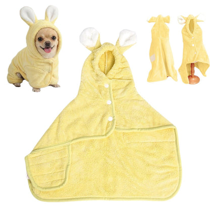 LGCASL 2026 New Puppy Bathrobe with Hood, Dog Bathrobe Absorbent Towel for Small Dogs Fast Drying Dog Robe Coat with Hood Puppy Towel Wrap Pet Grooming After Shower (Blue, Xs) L Yellow