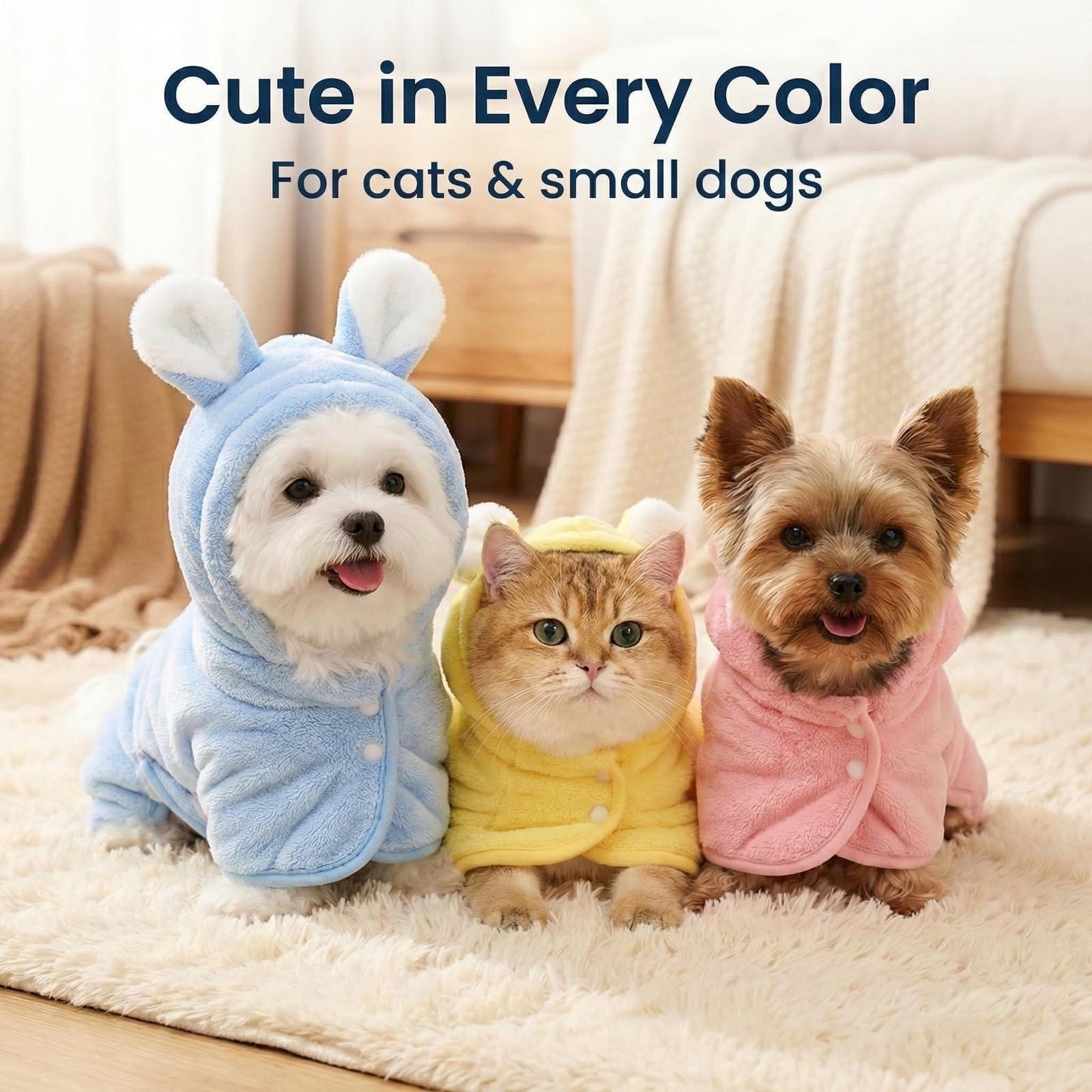 LGCASL 2026 New Puppy Bathrobe with Hood, Dog Bathrobe Absorbent Towel for Small Dogs Fast Drying Dog Robe Coat with Hood Puppy Towel Wrap Pet Grooming After Shower (Blue, Xs) L Yellow