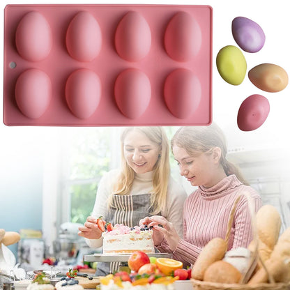 LGCASL Silicone Egg Shaped Molds, Egg Shaped Silicone Molds for Baking Easter Egg Shaped Silicone Baking Grade Non Stick Egg Shaped Easter Homemade Baking Tools Beige Pink