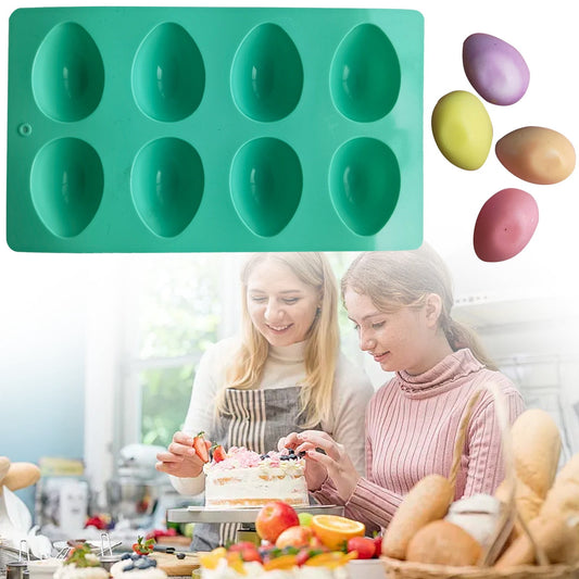 LGCASL Silicone Egg Shaped Molds, Egg Shaped Silicone Molds for Baking Easter Egg Shaped Silicone Baking Grade Non Stick Egg Shaped Easter Homemade Baking Tools Green