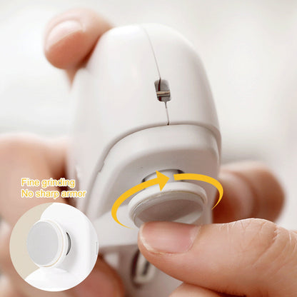 Electric Automatic Nail Clipper with Light Fingernail Cutter and Polisher 2in1 Nail Scraps Storage Rechargeable Safety Fingernail Trimmer for Baby Seniors Adult Gift White