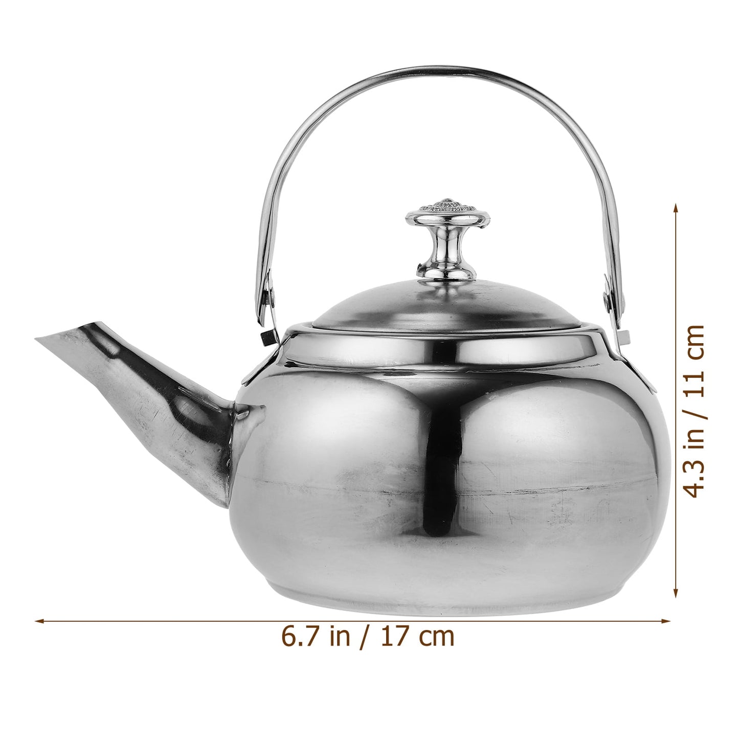 Stainless Steel Whistling Tea Kettle Stovetop Tea Pot Fast Boiling Heat Water Tea Pot 6.7" x 5.5" x 4.3" Silver