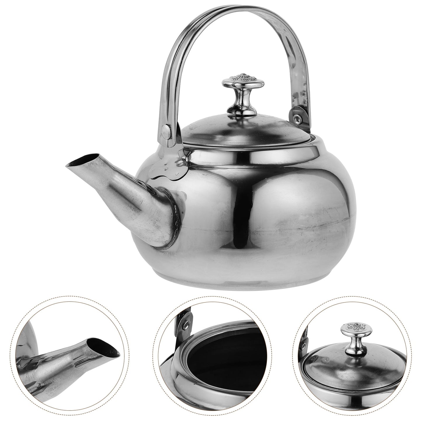 Stainless Steel Whistling Tea Kettle Stovetop Tea Pot Fast Boiling Heat Water Tea Pot 6.7" x 5.5" x 4.3" Silver