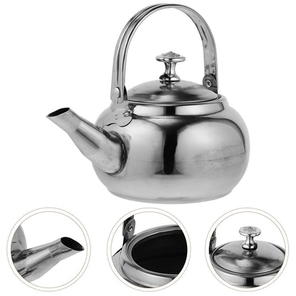 Stainless Steel Whistling Tea Kettle Stovetop Tea Pot Fast Boiling Heat Water Tea Pot 6.7" x 5.5" x 4.3" Silver