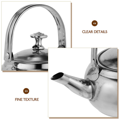 Stainless Steel Whistling Tea Kettle Stovetop Tea Pot Fast Boiling Heat Water Tea Pot 6.7" x 5.5" x 4.3" Silver