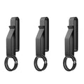 3PCS Heavy Duty Belt Key Holder with 6Pcs Metal Rings, Stainless Steel Black Men Keychain Clip
