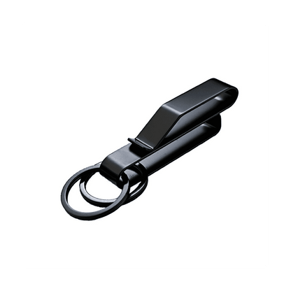 3PCS Heavy Duty Belt Key Holder with 6Pcs Metal Rings, Stainless Steel Black Men Keychain Clip
