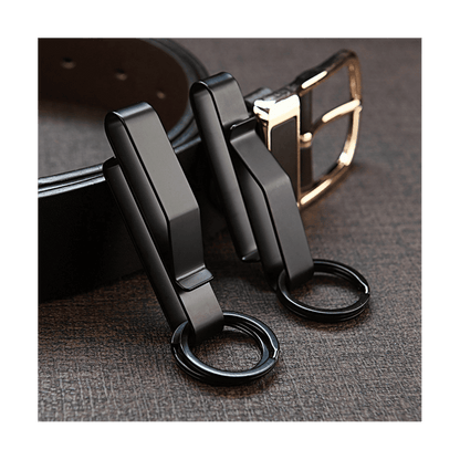 3PCS Heavy Duty Belt Key Holder with 6Pcs Metal Rings, Stainless Steel Black Men Keychain Clip